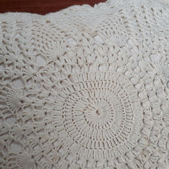 Crocheted Bohemian Vibe Off-While Buckwheat-filled Orthopedic Decorative Pillow - Picture 5 of 5